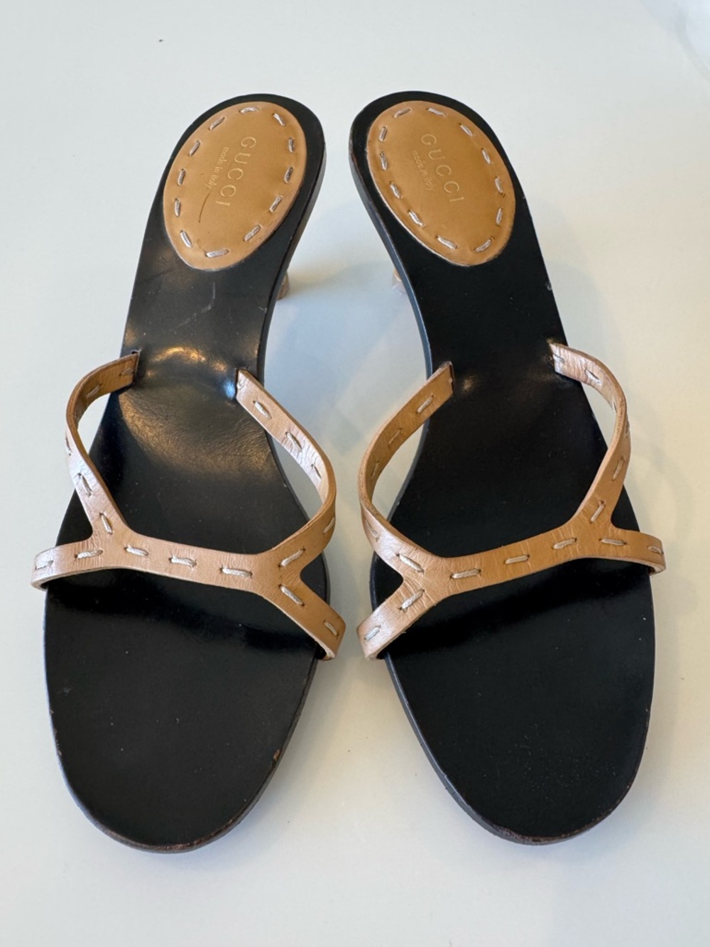 Vintage Gucci Tom Ford Bamboo Heel Black Leather Slip On Mules Sandals 6 Y2K - Picture 8 of 8